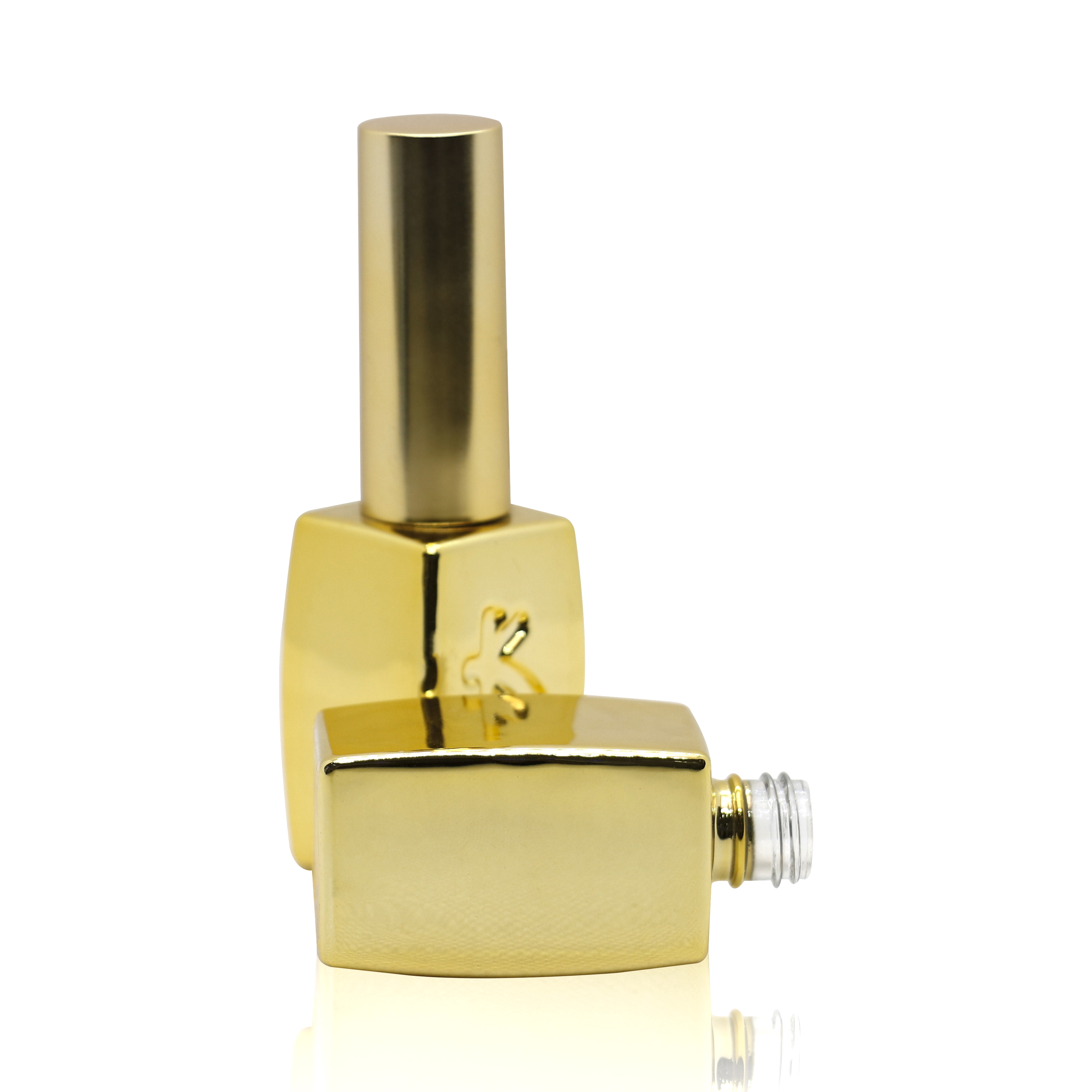 factory custom design 15ml electroplate gold empty uv gel soak off nail polish glass bottle with round and caps