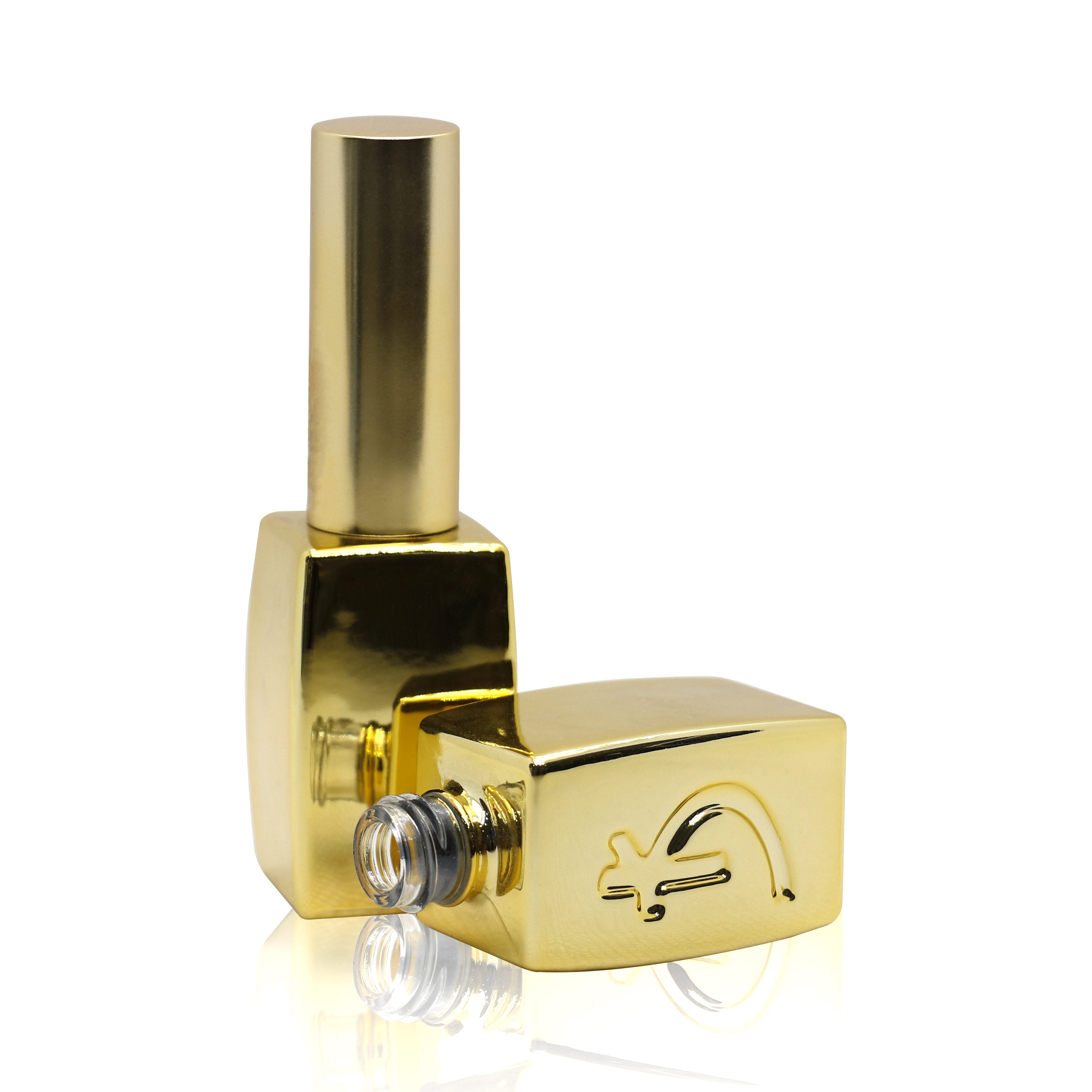 factory custom design 15ml electroplate gold empty uv gel soak off nail polish glass bottle with round and caps