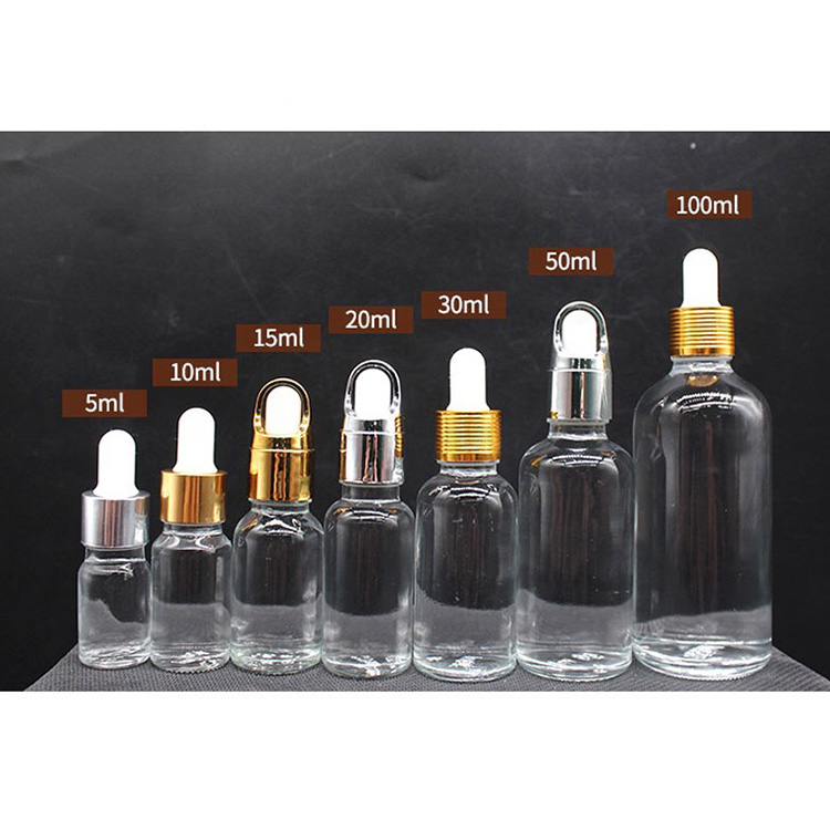 factory custom unique clear frosted cylinder cosmetic glass dropper empty bottle for essential oil hair oil serum