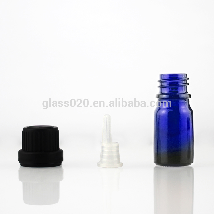 factory direct cobalt blue 10ml glass bottle with black tamper-proof cap