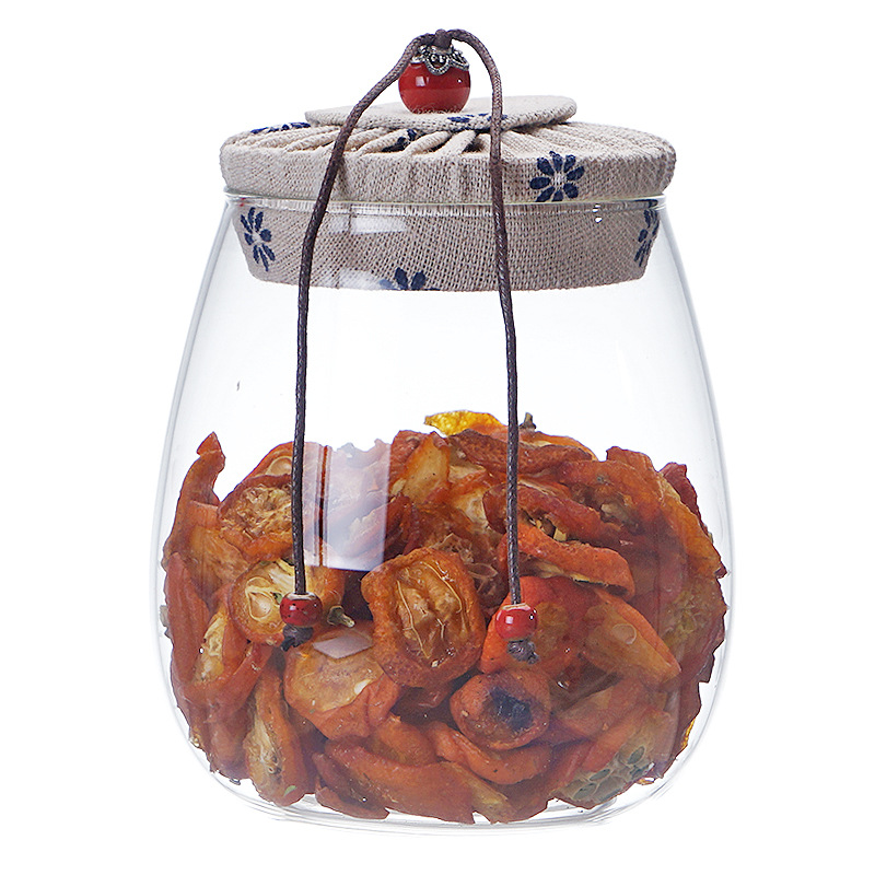 factory direct high borosilicate glass storage jar with wood lid