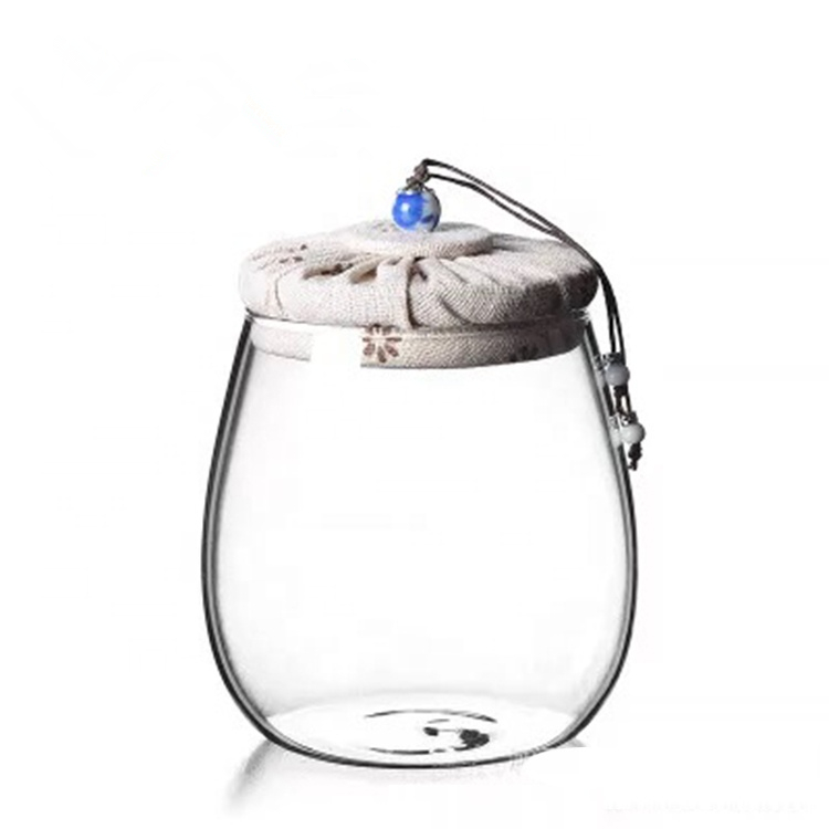 factory direct high borosilicate glass storage jar with wood lid