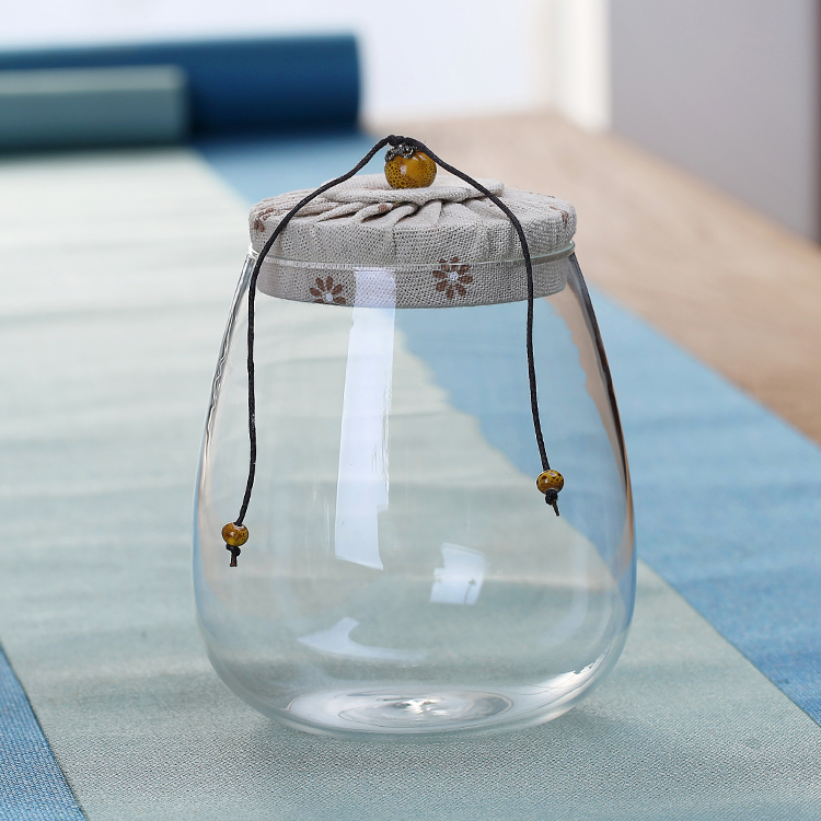 factory direct high borosilicate glass storage jar with wood lid