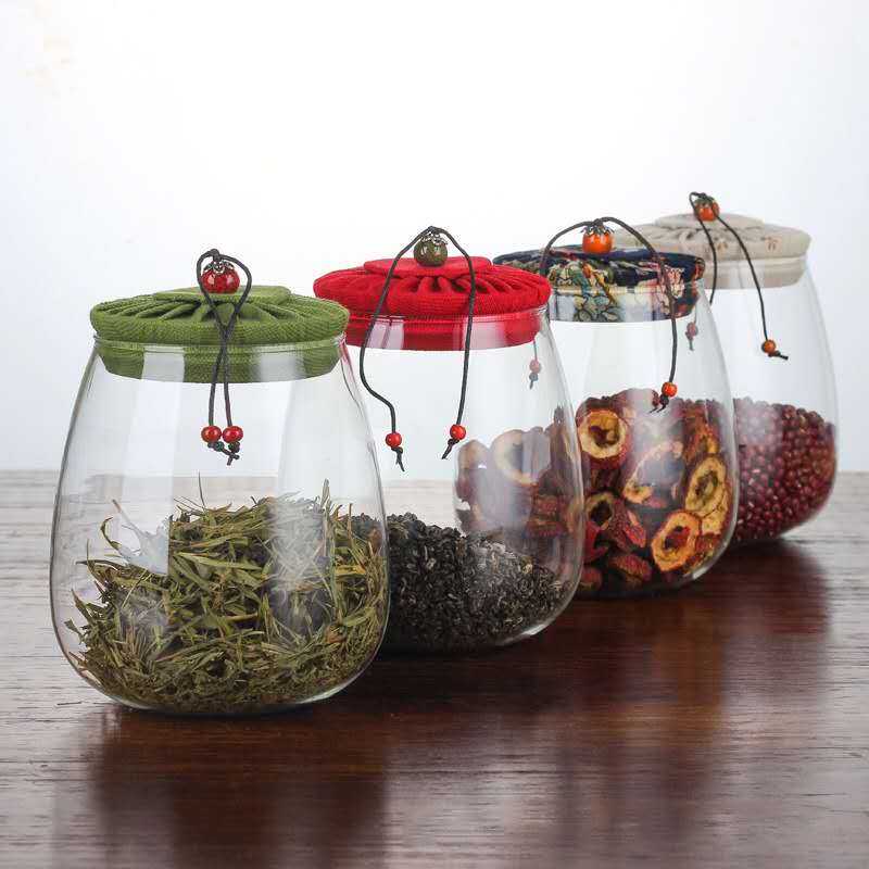 factory direct high borosilicate glass storage jar with wood lid