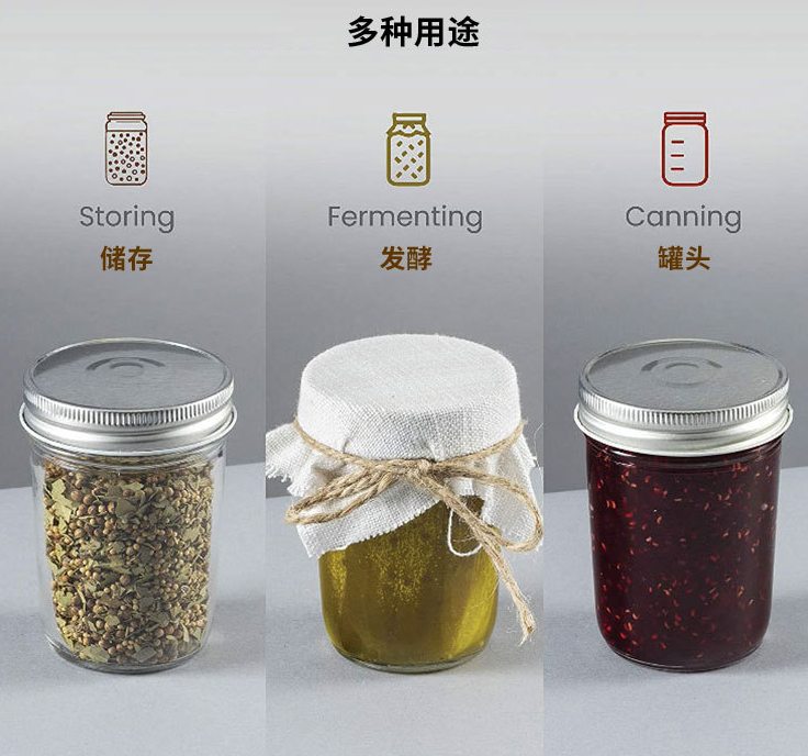 factory direct sale 500ml wide mouth large glass mason jar with metal 2piece lid