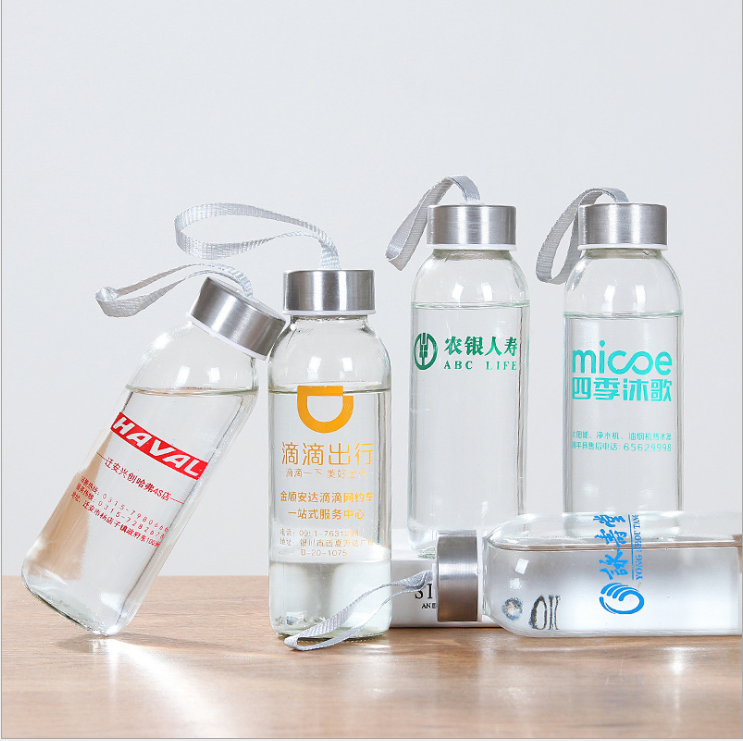 factory direct sale BPA free stainless steel cap 500ml glass water bottle