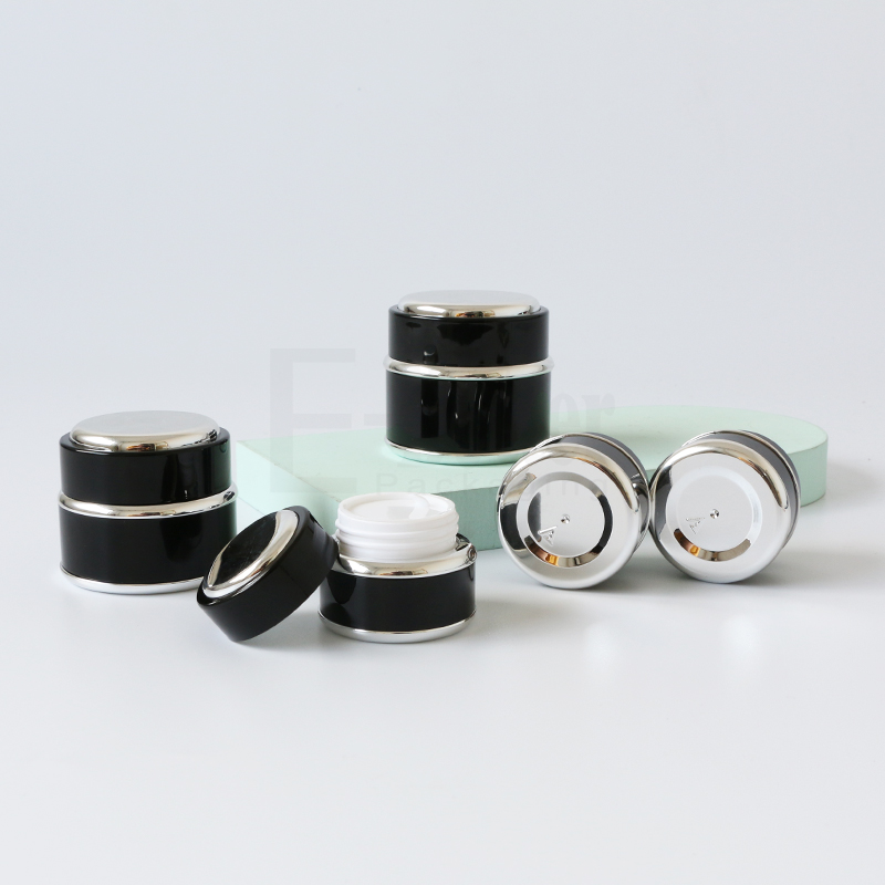 factory direct small size 30ml Black silver plastic cosmetic cream gel jar nail polish  in stock fast shipping