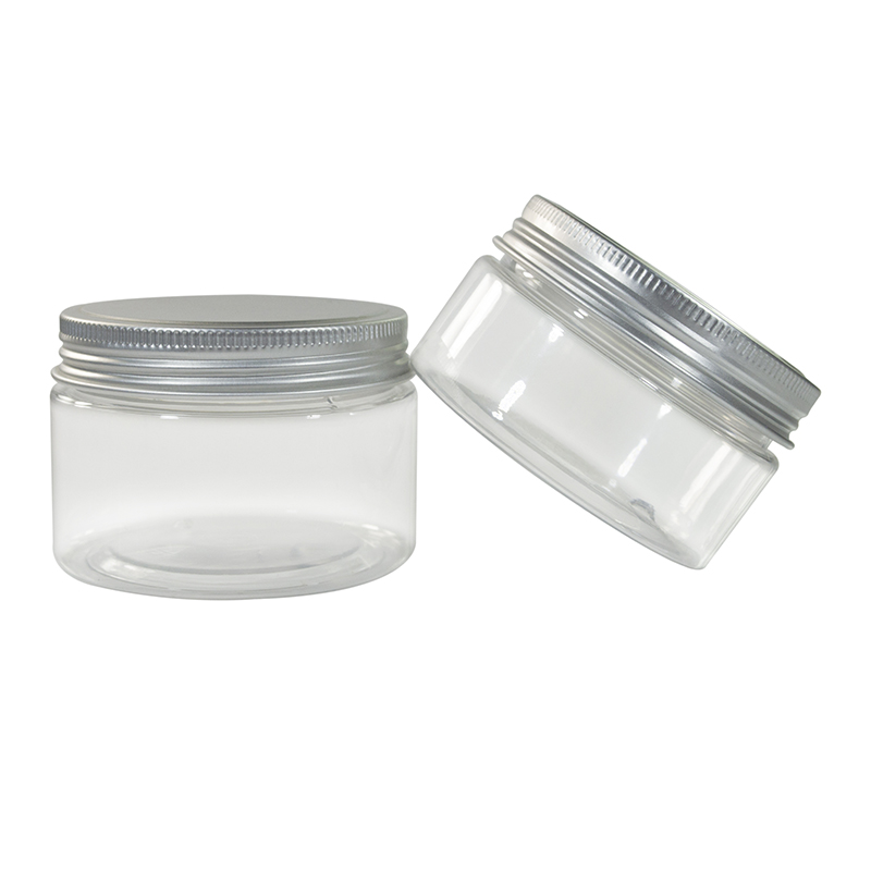 factory direct supply 200g 500g pet bottle clear cosmetic container 30ml 50ml 100ml plastic cream jar with aluminum lid