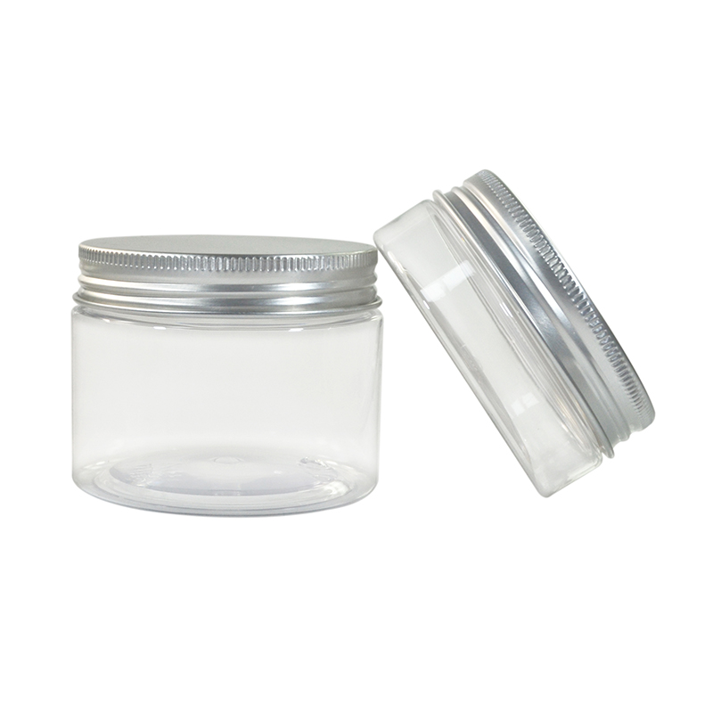 factory direct supply 200g 500g pet bottle clear cosmetic container 30ml 50ml 100ml plastic cream jar with aluminum lid