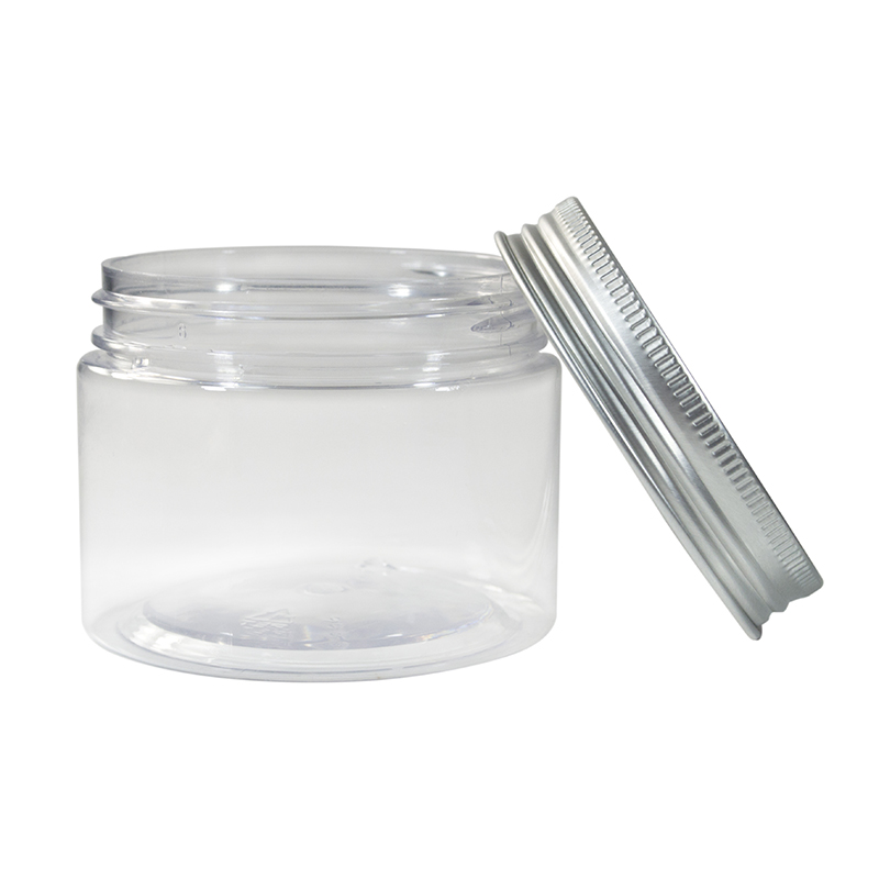 factory direct supply 200g 500g pet bottle clear cosmetic container 30ml 50ml 100ml plastic cream jar with aluminum lid