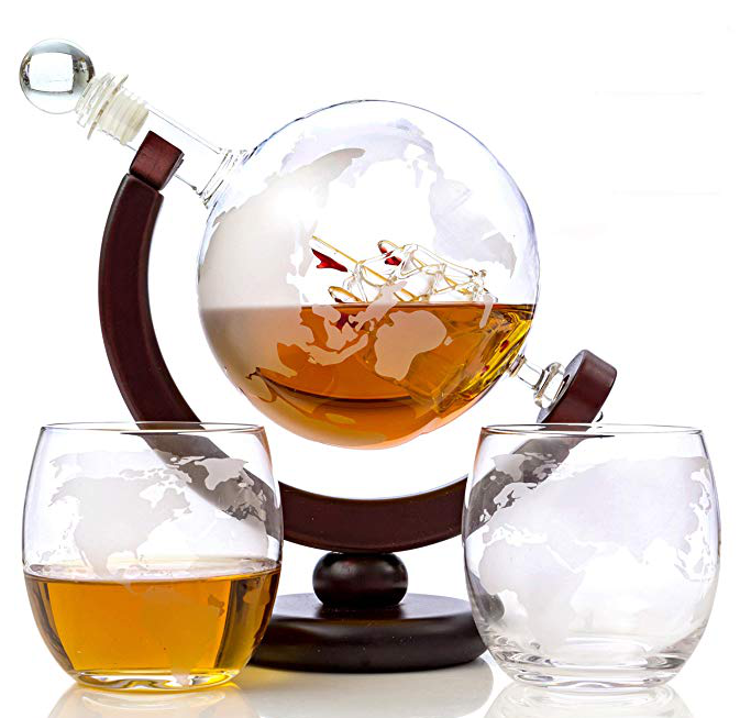 factory directly offer globe shape  wine decanter with 2 glasses