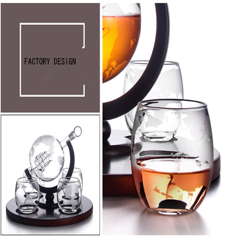 factory directly offer globe shape wine decanter with 2 glasses