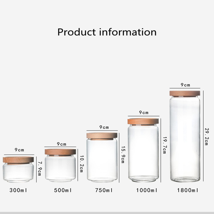 factory handmade borosilicate glass storage jar with bamboo lid
