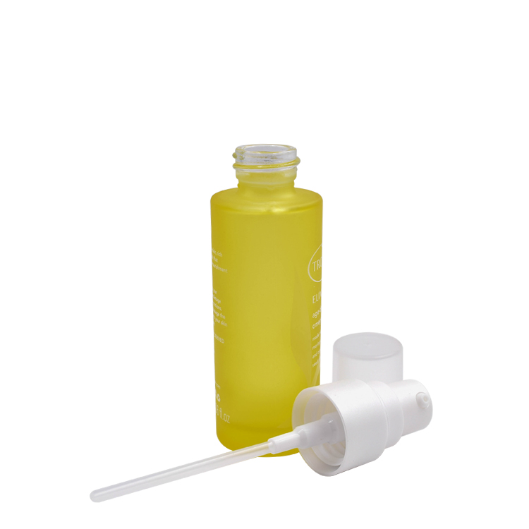 factory price 30ml unique shaped packaging deodorant skin care protect glass bottle with press white plastic pump