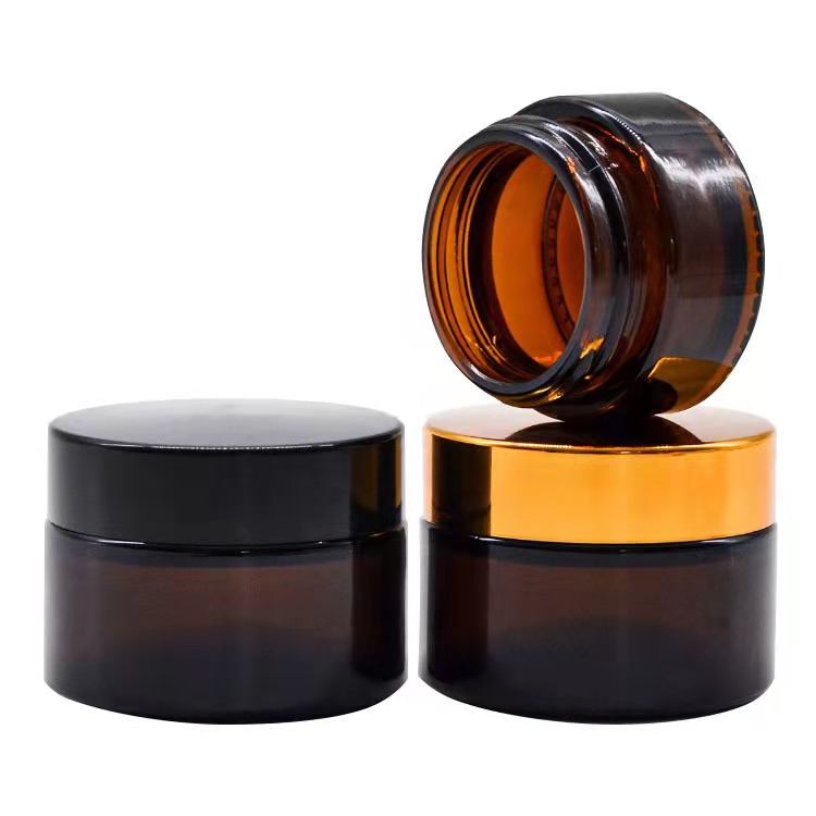 factory price custom private lable amber glass packaging cosmetic jar bottle