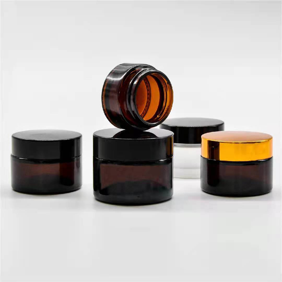 factory price custom private lable amber glass packaging cosmetic jar bottle