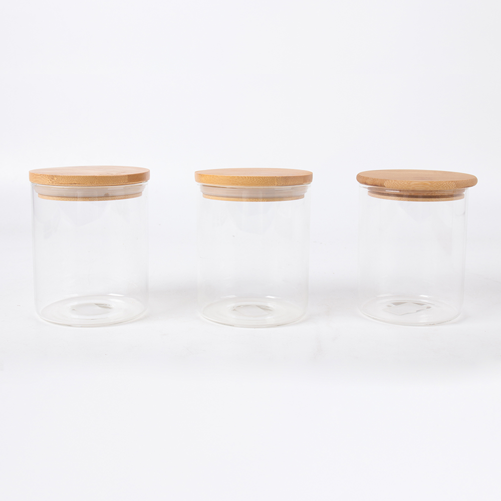factory price kitchen cooking a set of 3 cans spice jar with wood lid