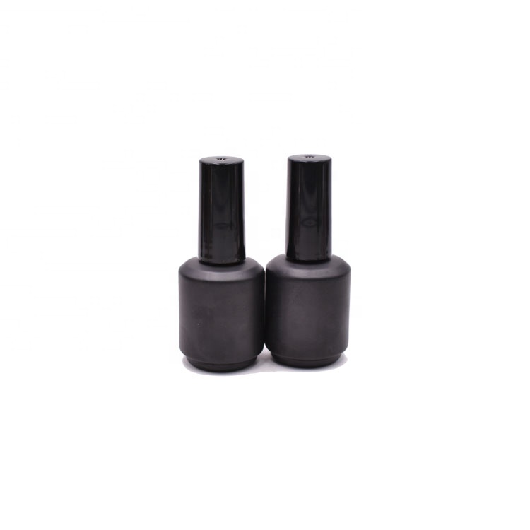 factory price stocks cosmetic package uv gel bottle clear / matt / shiny black 15ml empty nail polish glass bottle