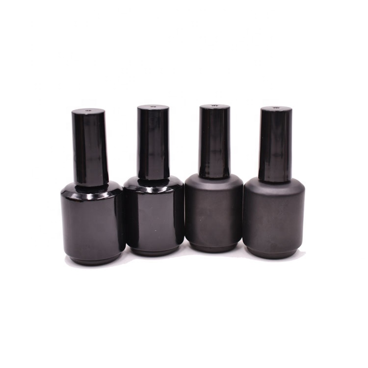 factory price stocks cosmetic package uv gel bottle clear / matt / shiny black 15ml empty nail polish glass bottle
