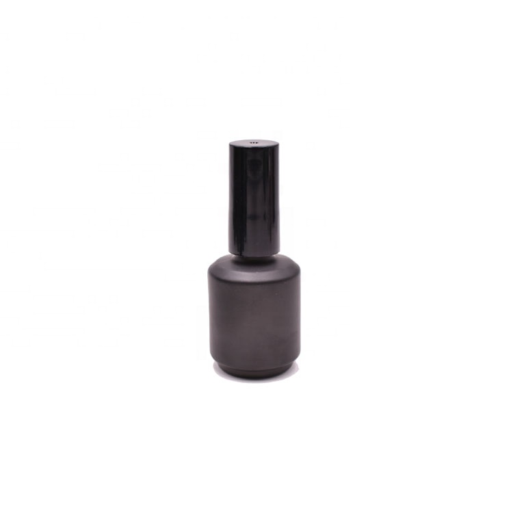 factory price stocks cosmetic package uv gel bottle clear / matt / shiny black 15ml empty nail polish glass bottle