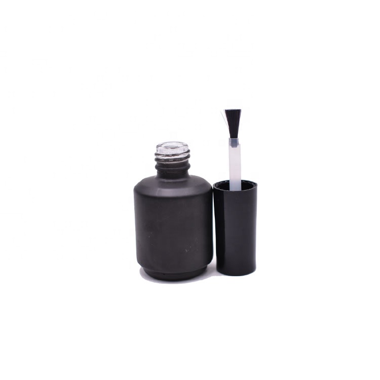factory price stocks cosmetic package uv protect 15ml empty black nail polish bottle with cap and brush
