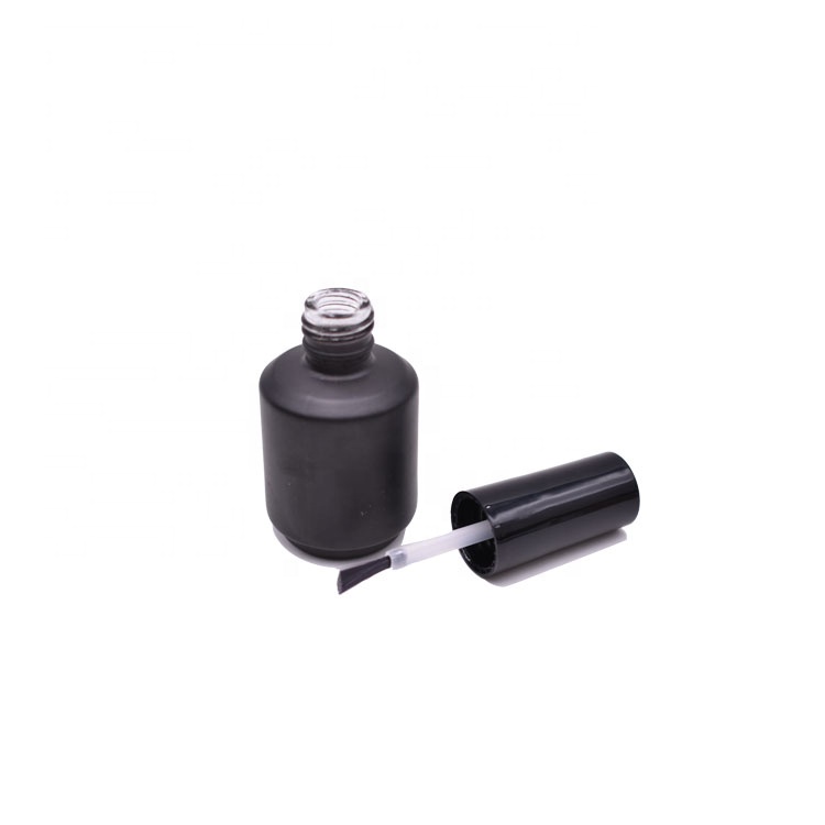 factory price stocks cosmetic package uv protect 15ml empty black nail polish bottle with cap and brush