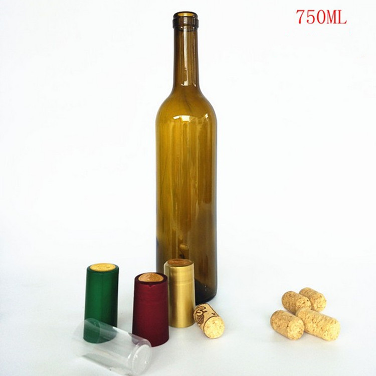 factory supplier 375ml 500ml 750ml round glass bottle with cork for wine