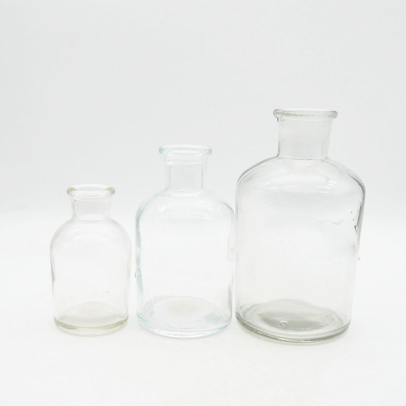 factory supplier 60ml 125ml 250ml Clear Glass Reagent Bottle with Ground-in Glass Stopper