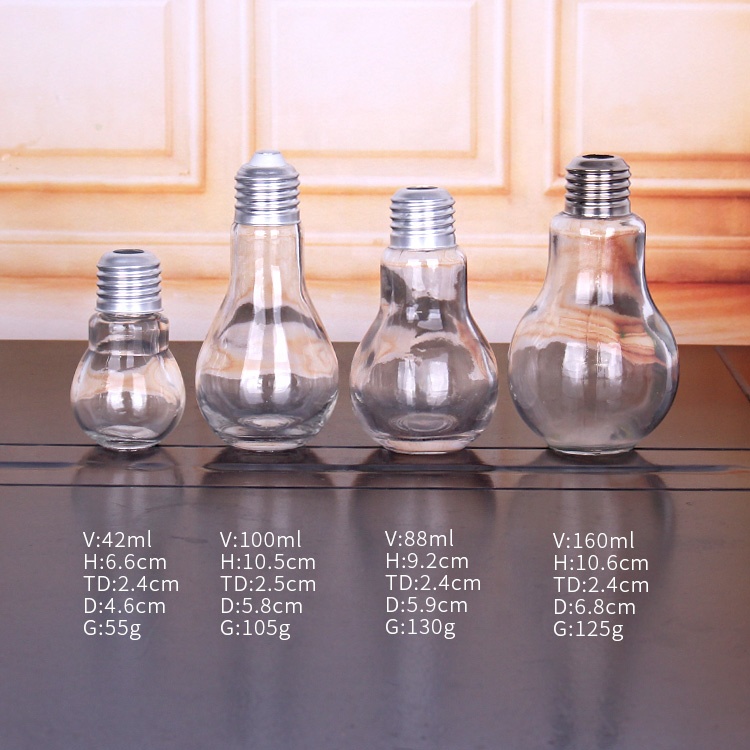 factory supply 500ml 16oz glass light bulb beverage juice drinking bottle with lid and straw