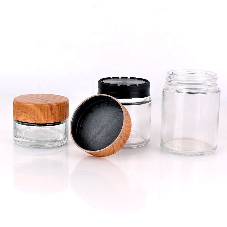 factory supply clear child resistant glass container cosmetic packing glass jar