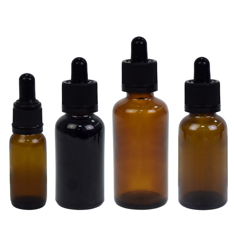 factory wholesale 15ml 30ml 1oz brown amber black oil bottle personal care packaging glass massage dropper oil bottle