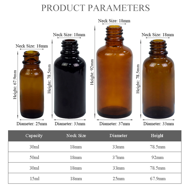 factory wholesale 15ml 30ml 1oz brown amber black oil bottle personal care packaging glass massage dropper oil bottle