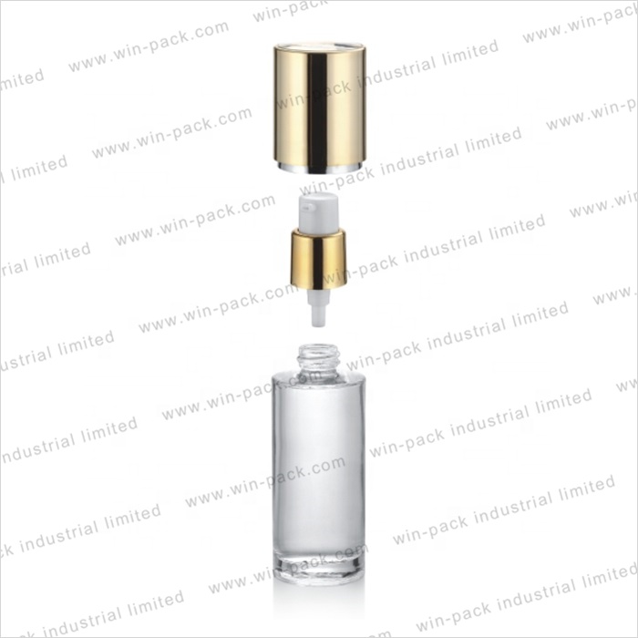 factory wholesale classic clear cosmetics glass lotion bottles with gold cap and pump cosmetic 40ml 100ml 120ml packaging