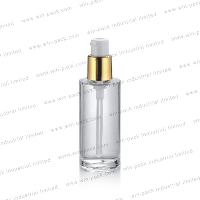 factory wholesale classic clear cosmetics glass lotion bottles with gold cap and pump cosmetic 40ml 100ml 120ml packaging