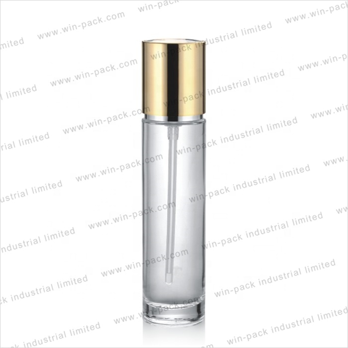 factory wholesale classic clear cosmetics glass lotion bottles with gold cap and pump cosmetic 40ml 100ml 120ml packaging