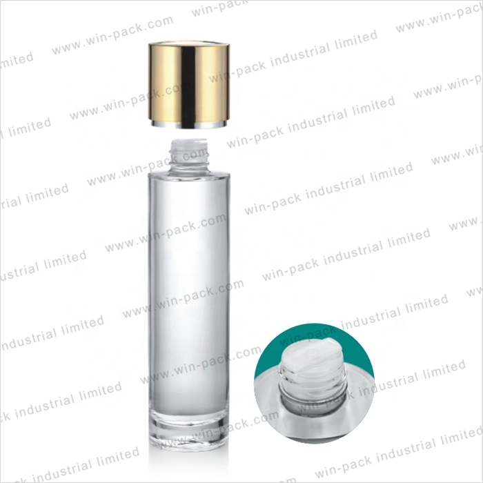factory wholesale classic clear cosmetics glass lotion bottles with gold cap and pump cosmetic 40ml 100ml 120ml packaging