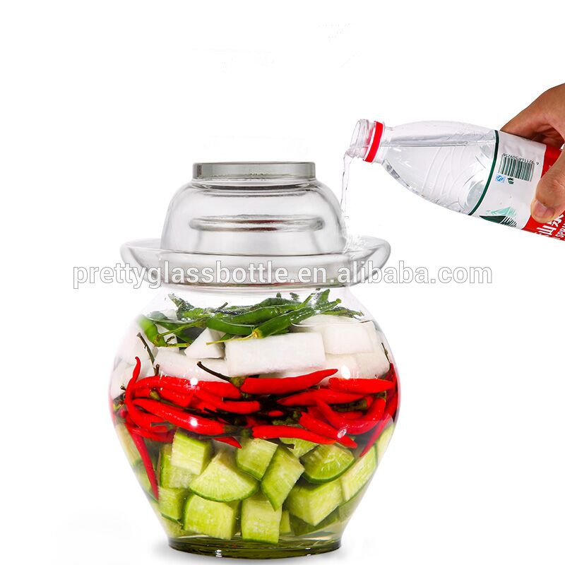 factory wholesale empty transparent home storage kimchi glass canister canned food glass pickle storage jar with lid