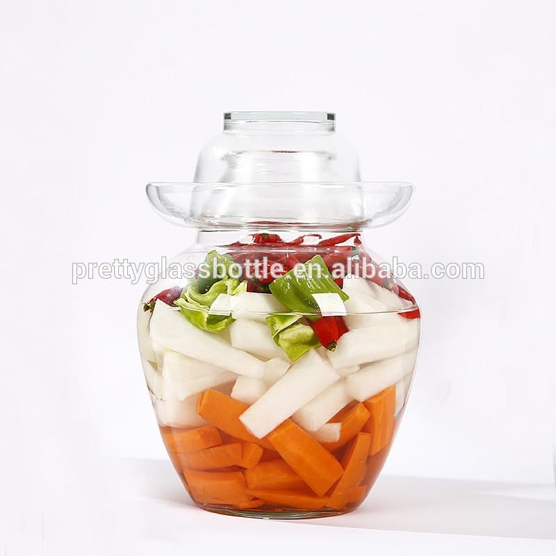factory wholesale empty transparent home storage kimchi glass canister canned food glass pickle storage jar with lid