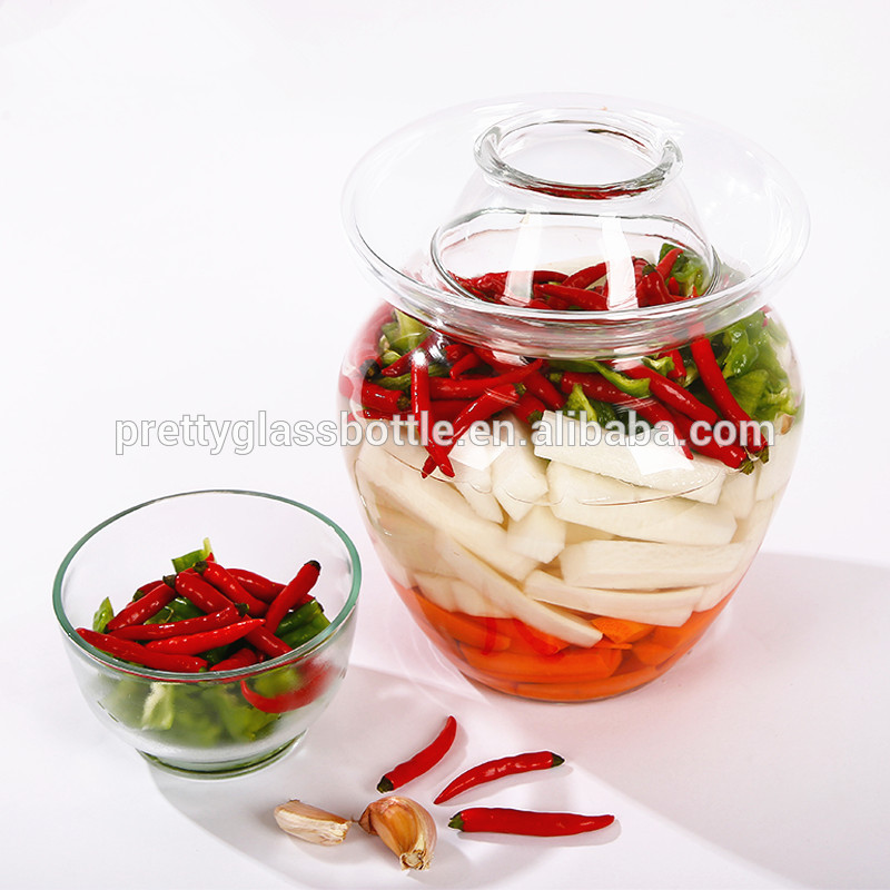 factory wholesale empty transparent home storage kimchi glass canister canned food glass pickle storage jar with lid