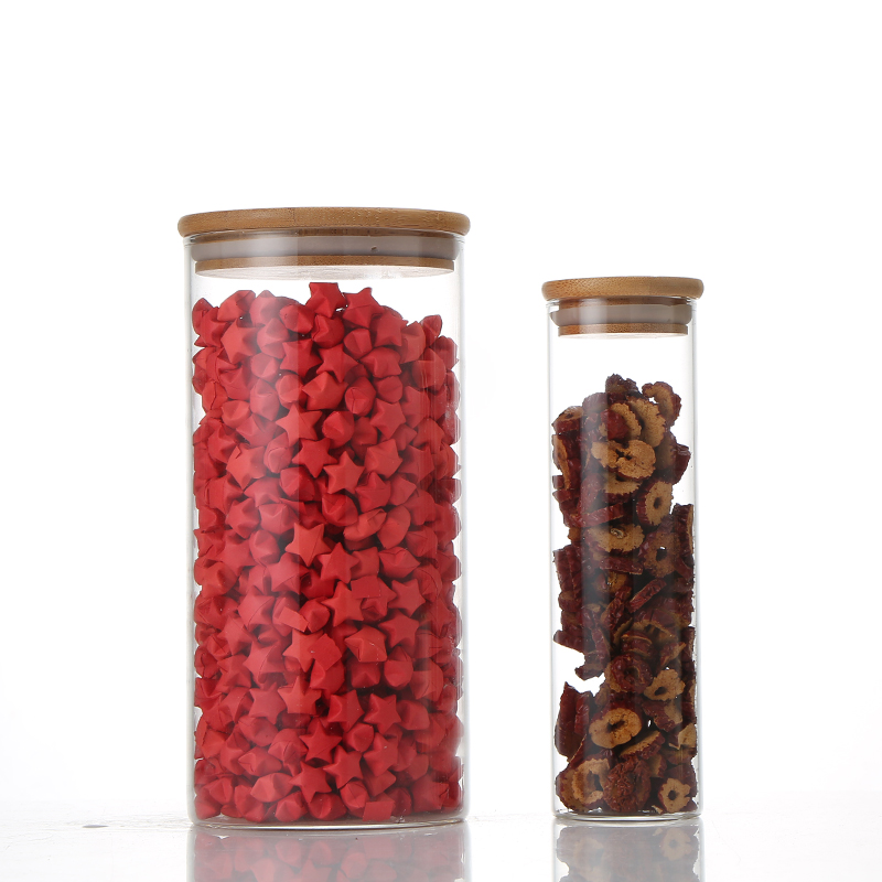 factory wholesale high borosilicate glass container food grade candies jar butter jar diverse size with bamboo cover