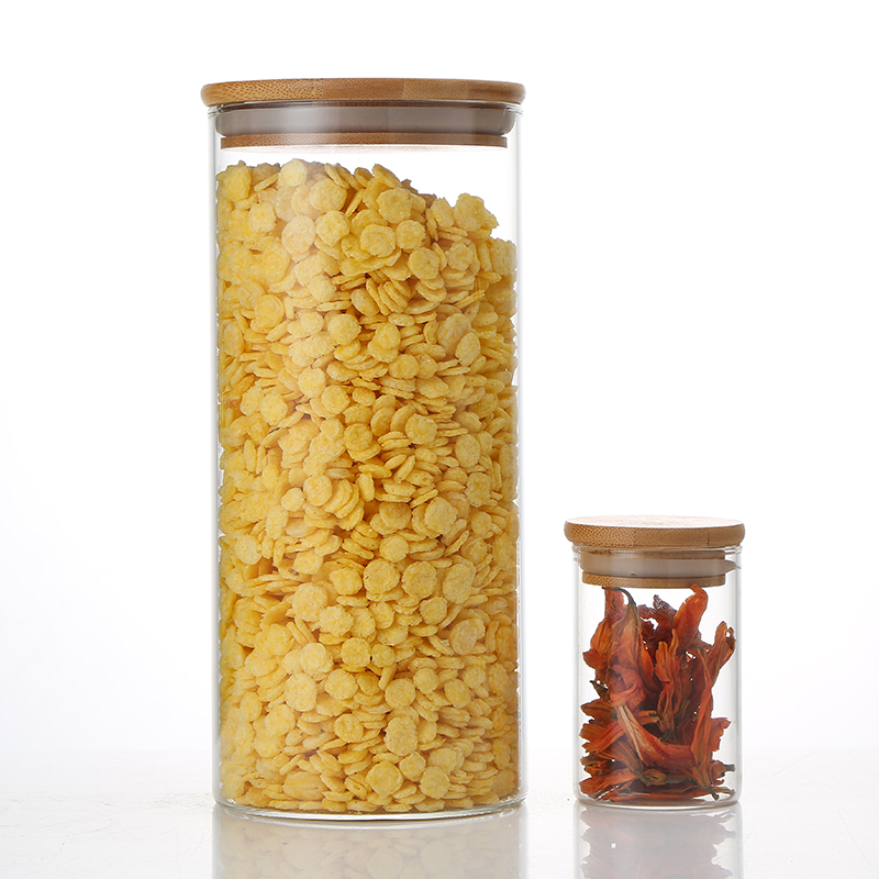 factory wholesale high borosilicate glass container food grade candies jar butter jar diverse size with bamboo cover