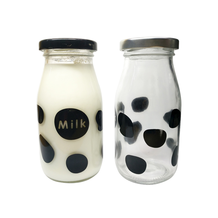factory wholesale milk packing 200ml decal glass pudding jar