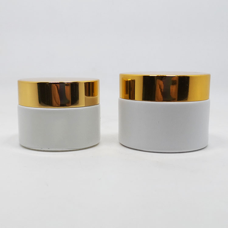 fancy 50ml empty clay mask frosted glass jar gold lid 50g cream container