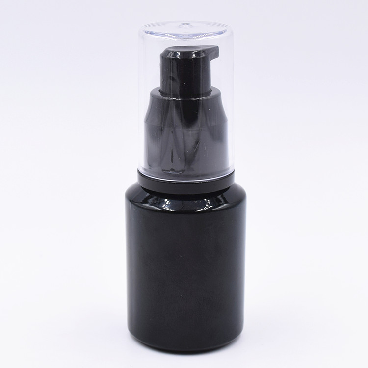 fancy black pump bottle glass 30ml empty cosmetics packaging bottle for man skincare protect face lotion