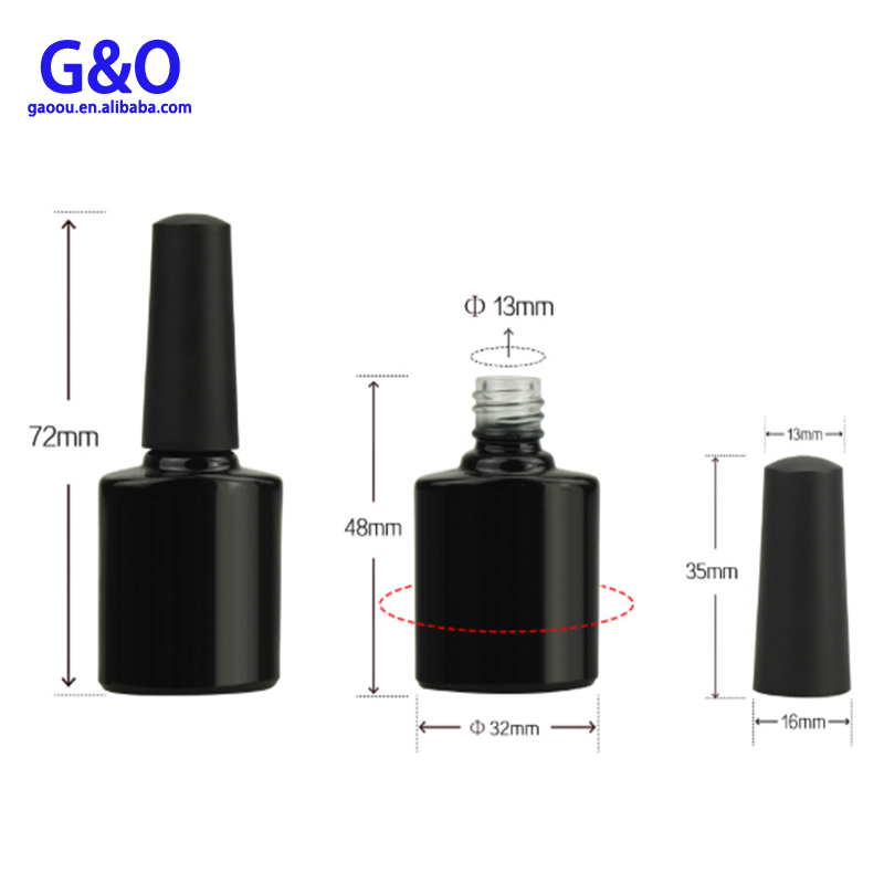 fancy bulk clear wholesale custom 10ml 15ml unique glass UV gel black frosted white 8ml empty nail polish bottle with brush
