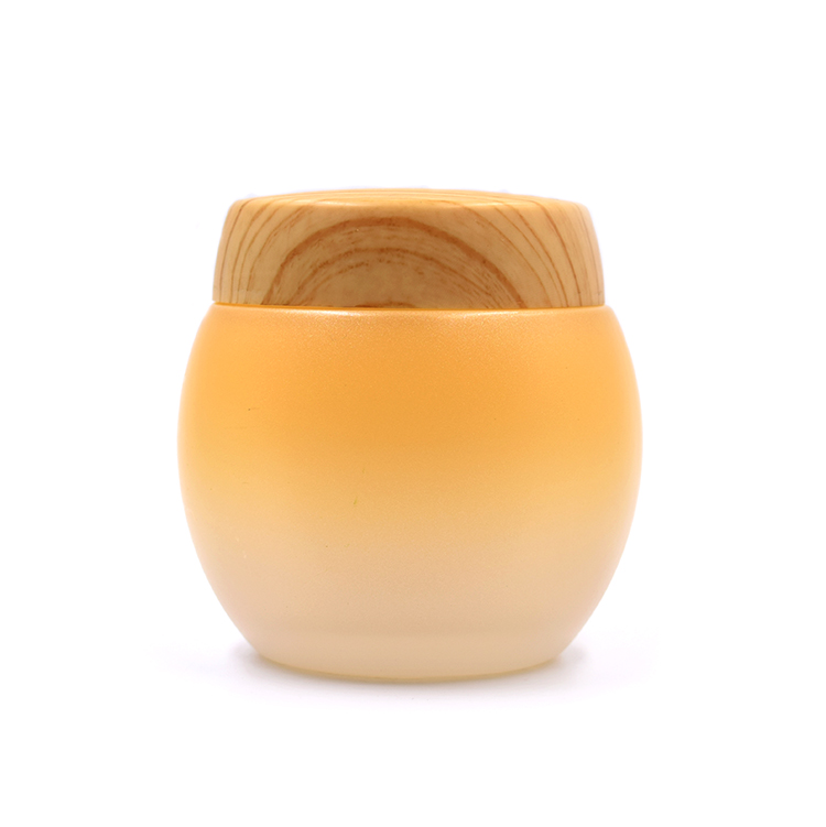 fancy cosmetic glass jars 30g 50g gradient yellow oval shape double walls glass jar cream lip balm lotion storage bottle
