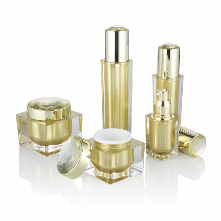 fancy customization acrylic cosmetic jar 10g 15g 30g cosmetic packaging gold acrylic cream jar set