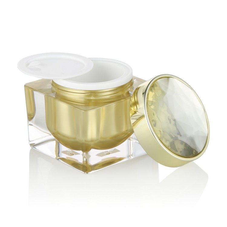fancy customization acrylic cosmetic jar 10g 15g 30g cosmetic packaging gold acrylic cream jar set