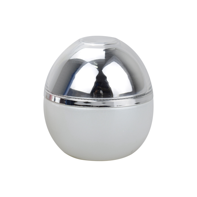 fancy cute frosted cream jar opaque white oval jar 50ml ball shape cosmetic jar with shiny silver lid
