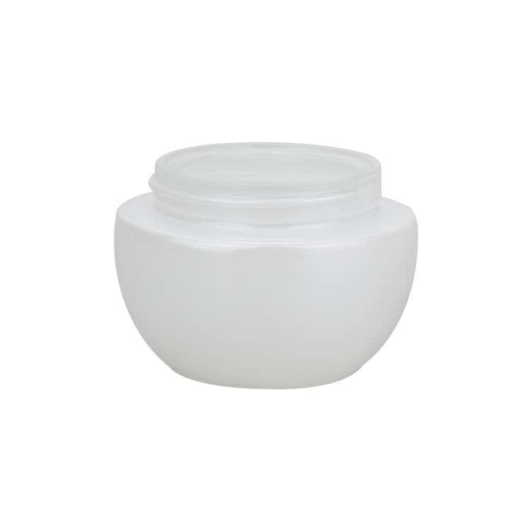 fancy cute frosted cream jar opaque white oval jar 50ml ball shape cosmetic jar with shiny silver lid